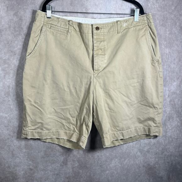 Polo‎ Ralph Lauren Chino Shorts Mens Size 38 Brown Flat Front Casual Preppy - Picture 1 of 10